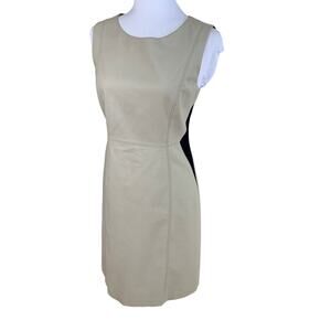Tahari Size 12 Cotton Blend Flattering Colorblock Sheath Dress Formal Career